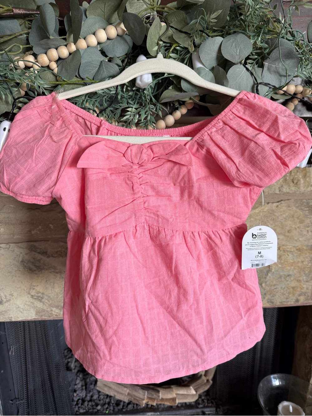 Wonder Nation WN 55 Woven Babydoll Top Pink Girls Medium (7-8)NWT
